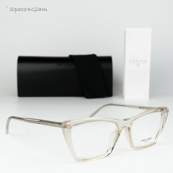 Saint Laurent Women Eyeglasses Beige Cat Eye SL737 MICA THIN OPT 004 BRAND NEW - Picture 1 of 10